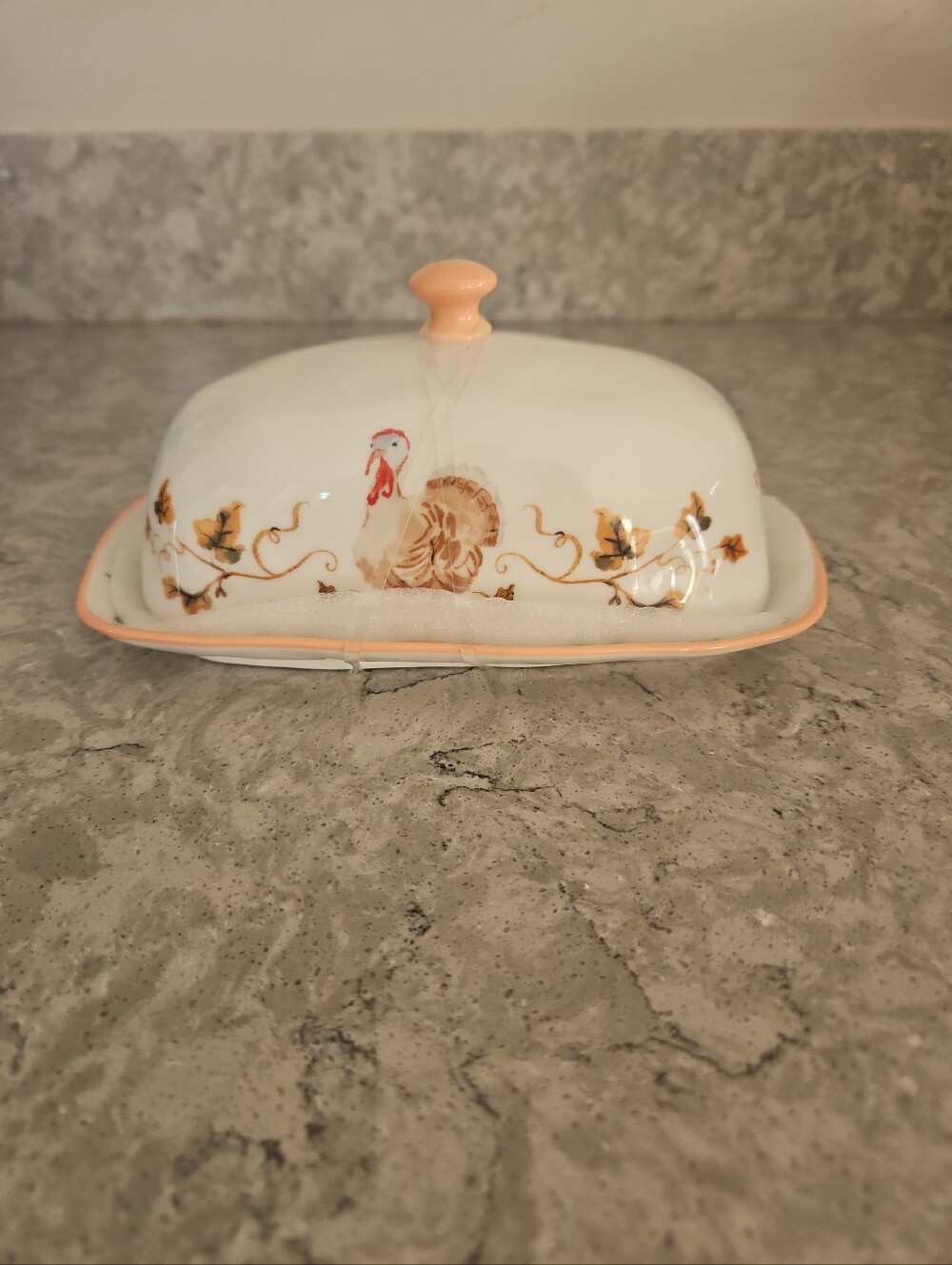 Potter's Studio Butter Dish Turkey Autumn Harvest New Thanksgiving